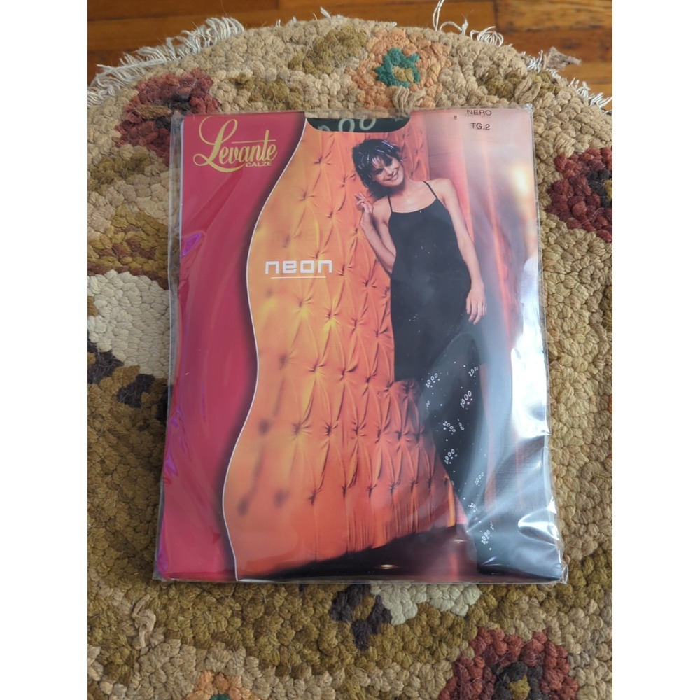 New Levante Fashion Tights 2000 Neon Nero Black Size TG. 2 Made Italy‎
